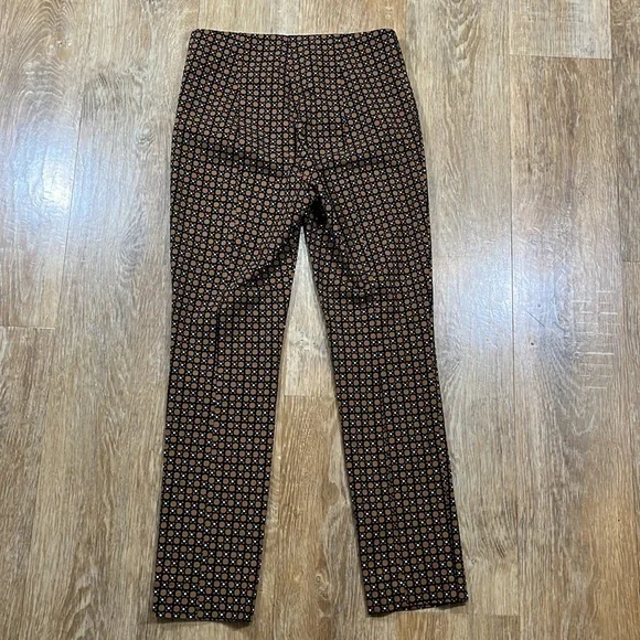 Anthropologie Essential Slim Trouser Pant Brown Motif Women's Size 2 Like New - Picture 8 of 15